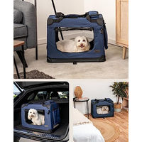 Produktbild von Lionto Hundetransportbox faltbar aus Oxford-Gewebe für kleine Rassen Blau L
