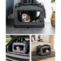 Produktbild von Lionto Hundetransportbox faltbar aus Oxford-Gewebe für kleine Rassen Grau L - 1 Stk.