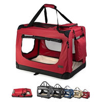 Produktbild von Lionto Hundetransportbox faltbar aus Oxford-Gewebe für kleine Rassen und Katzen in Rot Grösse L - 1 Stk.