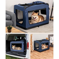 Produktbild von Lionto Hundetransportbox faltbar aus Oxford-Gewebe für mittlere Rassen Blau Größe L