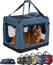 Lionto Hundetransportbox faltbar aus Oxford-Gewebe für mittlere Rassen Blau L – Bild 1 von 5