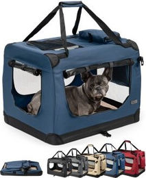 Lionto Hundetransportbox faltbar für Hunde und Katzen aus Oxford-Gewebe Blau Größe L – Bild 1 von 9