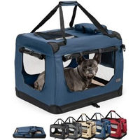 Produktbild von Lionto Hundetransportbox faltbar für Hunde und Katzen aus Oxford-Gewebe Blau Größe L