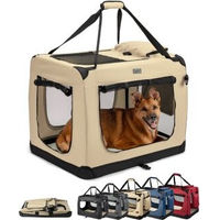 Produktbild von Lionto Hundetransportbox XL beige faltbar aus Metall für mittlere Hunde