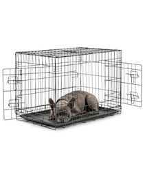 Lionto Hundetransportkäfig Transportbox aus Metall für Hunde und Katzen Schwarz Größe L – Bild 1 von 8