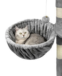 lionto Katzen Liegemulde aus Plüsch in Grau mit Metallrahmen und M8-Gewinde Ø 40 cm – Bild 1 von 6