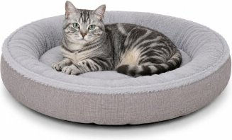Lionto Katzenbett rund aus Oxford- und Plüschstoff grau 65 cm Durchmesser – Bild 1 von 1