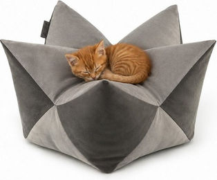lionto Katzenkissen in Sternenform aus Kunstleder in Grau 60x35cm – Bild 1 von 3