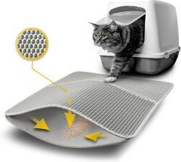 lionto Katzenstreu-Matte doppellagig grau mit Anti-Rutsch-Beschichtung und Bienenwabendesign Größe S - 1 Stk. – Bild 1 von 13