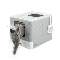 Produktbild von lionto Katzentoilette FreshBox Haubentoilette aus Kunststoff in Weiß-Grau