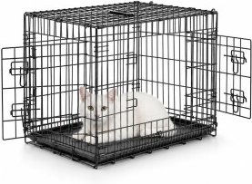 Lionto Katzentransportkäfig für Katzen und Kleintiere faltbar aus Metall und Kunststoff Schwarz – Bild 1 von 3