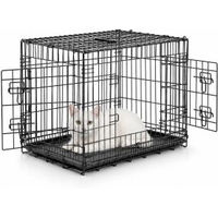 Produktbild von Lionto Katzentransportkäfig für Katzen und Kleintiere faltbar aus Metall und Kunststoff Schwarz