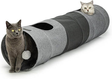 Lionto Katzentunnel mit Spielball aus Stoff in Grau Ø 30 x L 130 cm - 130 cm – Bild 1 von 5