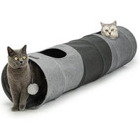 Produktbild von Lionto Katzentunnel mit Spielball aus Stoff in Grau Ø 30 x L 130 cm - 130 cm
