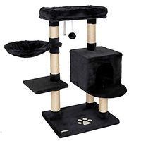 Produktbild von Lionto Kratzbaum für Katzen aus Plüsch und Sisal mit Höhle und Liegefläche in Schwarz, Höhe 93 cm