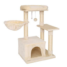 Lionto Kratzbaum für Katzen in Beige mit Sisal und Liegemulde, Höhe 85 cm – Bild 1 von 9