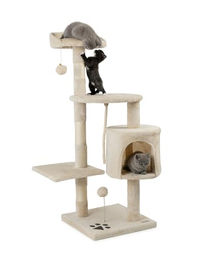 Lionto Kratzbaum für Katzen in Beige mit Sisal und Spielzeug – Bild 1 von 11