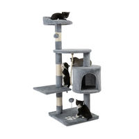 Produktbild von lionto Kratzbaum für Katzen in Grau mit Sisal und Höhle Höhe 112 cm