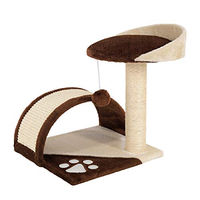 Produktbild von lionto Kratzbaum für Katzen klein mit Plüschball und Kratzbogen in Braun/Beige Höhe 43 cm