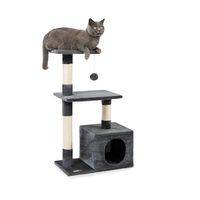 Produktbild von lionto Kratzbaum für Katzen mit Höhle und Plüschball in Grau mit Sisal und Höhe 85 cm