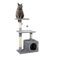 Produktbild von lionto Kratzbaum für Katzen mit Höhle und Sisal in Grau und Beige, Höhe 85 cm
