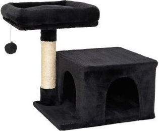 lionto Kratzbaum für Katzen mit Höhle und Sisal in Schwarz, 50 cm Höhe – Bild 1 von 9