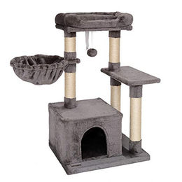 Lionto Kratzbaum für Katzen mit Plüsch und Liegemulde 85 cm Grau – Bild 1 von 9