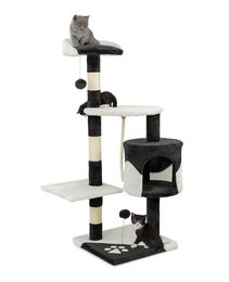 Lionto Kratzbaum für Katzen mit Sisal und Plüsch in Schwarz/Weiß, 112 cm Höhe – Bild 1 von 11