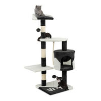 Produktbild von Lionto Kratzbaum für Katzen mit Sisal und Plüsch in Schwarz/Weiß, 112 cm Höhe