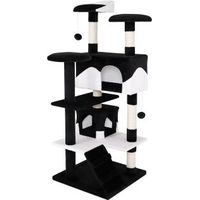 Produktbild von Lionto Kratzbaum für Katzen mit Sisal und Plüsch in Schwarz/Weiß, Höhe 130 cm