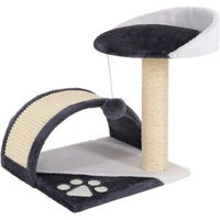 Produktbild von Lionto Kratzbaum für Katzen und Kitten mit Plüschball und Kratzbogen, Grau/Weiß, Höhe 43 cm