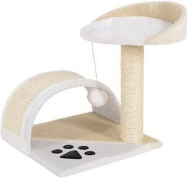 Lionto Kratzbaum für Katzen und Kitten mit Plüschball und Kratzbogen, Sisal, Beige/Weiß, Höhe 43 cm – Bild 1 von 10