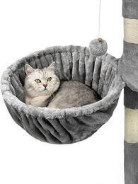 lionto Kratzbaum-Liegemulde 2er Set Grau Plüsch mit Metallrahmen 40 cm Durchmesser – Bild 1 von 5