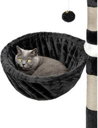 lionto Kratzbaum Liegemulde aus Plüsch für Katzen, Ø 40 cm, 25 cm Tiefe, Schwarz – Bild 1 von 13