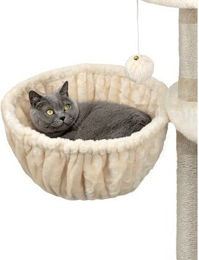 lionto Kratzbaum Liegemulde aus Plüsch für Katzen, Ø 40 cm, beige – Bild 1 von 13