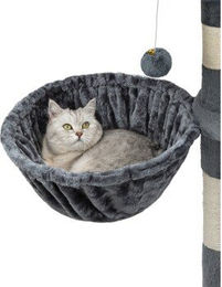 lionto Kratzbaum-Liegemulde für Katzen aus Plüsch mit Metallrahmen grau 40 cm Durchmesser – Bild 1 von 13