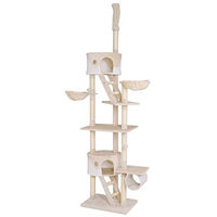 Produktbild von Lionto Kratzbaum XXL für Katzen mit Sisal und Plüsch in Beige/Weiß mit Deckenspanner