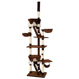 lionto Kratzbaum XXL für Katzen mit Sisal und Plüsch in Braun/Weiß/Beige – Bild 1 von 6