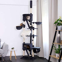 Produktbild von lionto Kratzbaum XXL für Katzen mit Sisal und Plüsch in Grau mit Deckenspanner