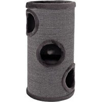Produktbild von Lionto Kratztonne für Katzen aus Sisal mit Spielball und Plüschrand in Grau, 70 cm Höhe