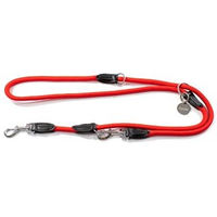 Produktbild von lionto Multifunktions-Doppelleine für Hunde, verstellbare wasserabweisende Hundeleine aus Nylon in Rot, 200 cm - 2 m