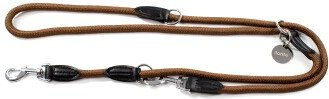 lionto Multifunktions-Hundeleine aus Nylon und Kunstleder, 200 cm, verstellbar, braun - 2 m – Bild 1 von 11