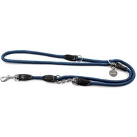 Produktbild von lionto Multifunktions-Hundeleine verstellbar aus Nylon und Kunstleder mit Edelstahlkarabinern blau 200 cm - 2 m