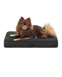 lionto Orthopädisches Hundebett CozyPad aus Plüsch Schwarz Größe L für Hunde und Katzen – Bild 1 von 6
