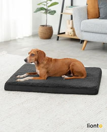 lionto Orthopädisches Hundebett CozyPad mit Plüsch Bezug in Schwarz Größe L – Bild 1 von 6