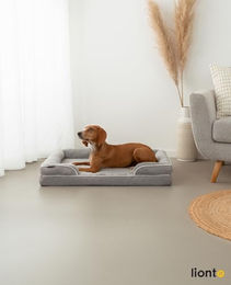 Lionto orthopädisches Hundebett mit Memory Foam für Hunde und Katzen in Grau Größe L – Bild 1 von 6