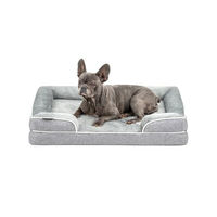 Produktbild von Lionto Orthopädisches Hundebett mit Memory Foam und erhöhtem Rand Grau Größe L