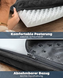 lionto Orthopädisches Hundebett mit Plüsch in Schwarz Größe L – Bild 1 von 6