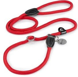 Lionto Retrieverleine für Hunde in Rot, wasserabweisende Nylon Führleine mit integriertem Zugstopp, 170 cm - 1,7 m – Bild 1 von 7