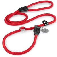 Produktbild von Lionto Retrieverleine für Hunde in Rot, wasserabweisende Nylon Führleine mit integriertem Zugstopp, 170 cm - 1,7 m